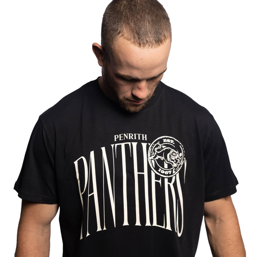 Panthers Black Gothic Stamp T-Shirt