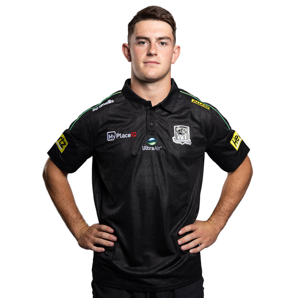 26 Pan Mens Black Media Polo